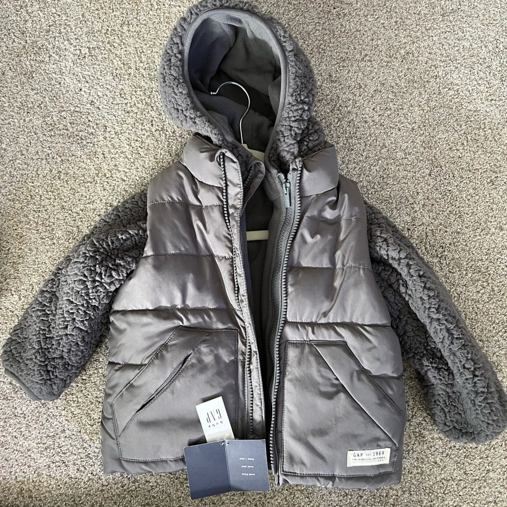 Baby gap NEW w tags sz 2 3in1 jacket vest gray